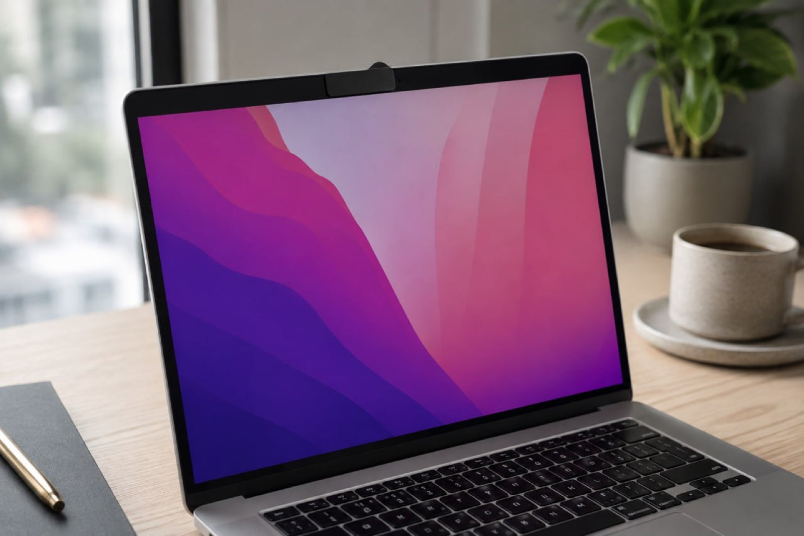 MacBook with Slate cover on a desk
